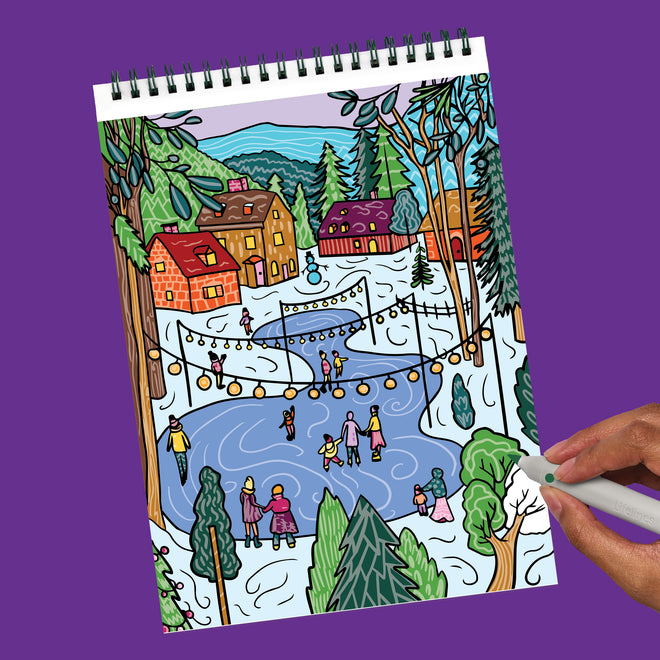 FlowArt® - Scented Color-to-Reveal, Snowy Village