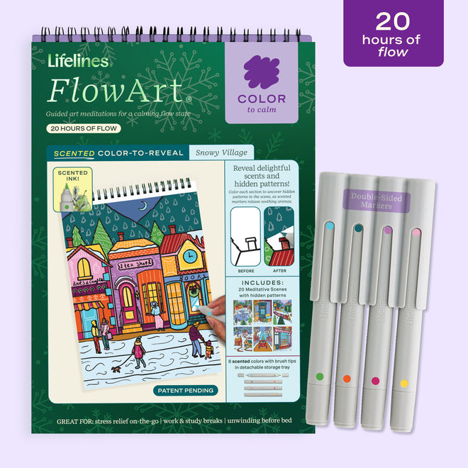 FlowArt® - Scented Color-to-Reveal, Snowy Village