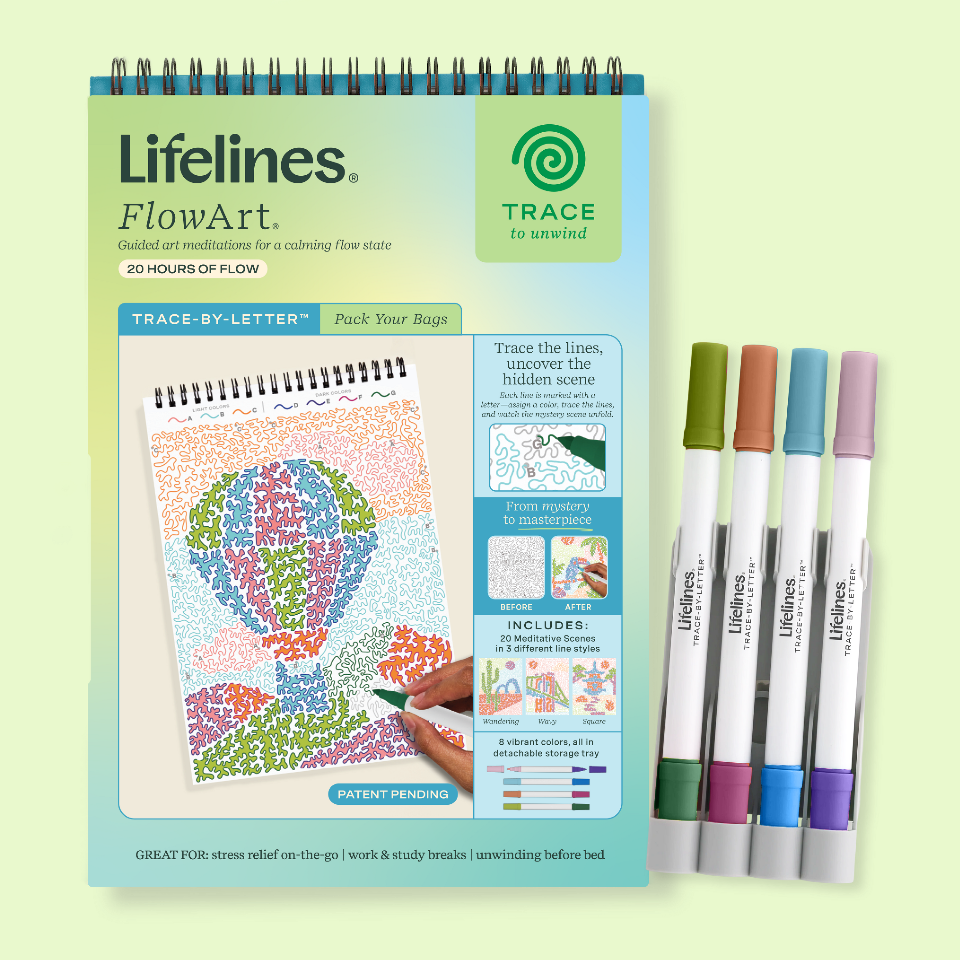 FlowArt®: Trace-By-Letter, Pack Your Bags