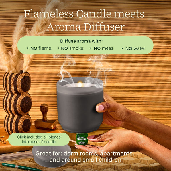 Flameless Candle Diffuser - Frosted Charcoal - Lifelines