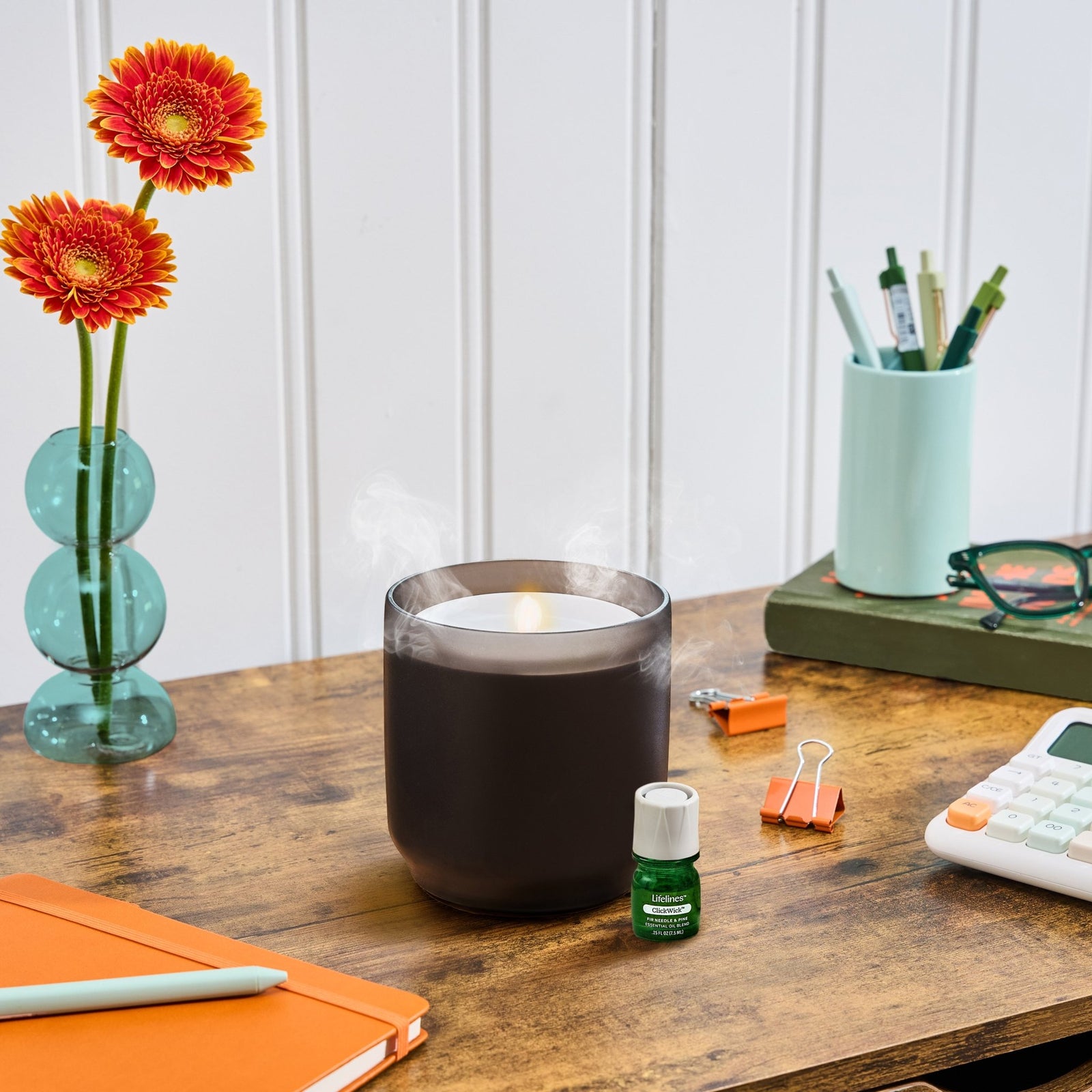 Flameless Candle Diffuser - Frosted Charcoal - Lifelines
