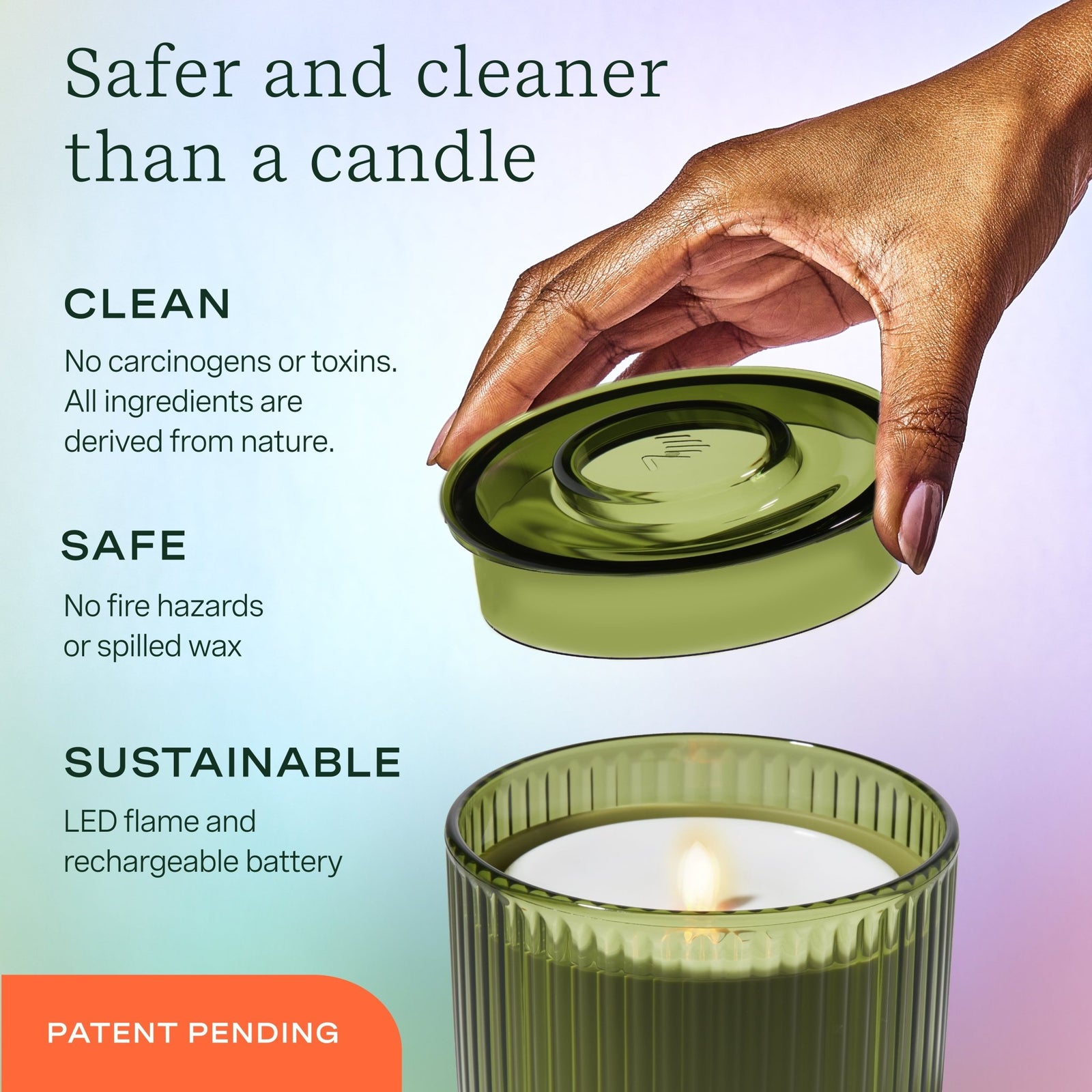 Flameless Candle Diffuser - Olive Ribbed - Lifelines