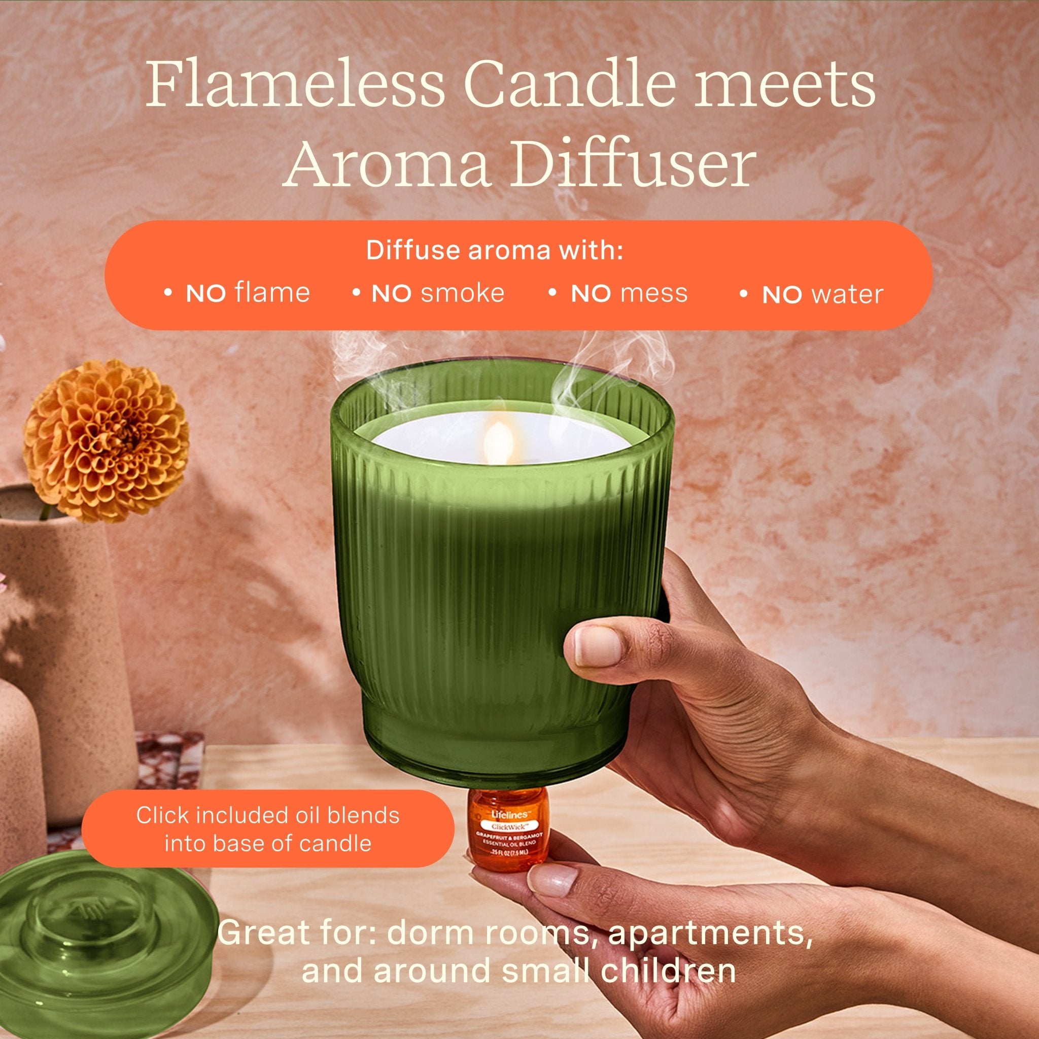Flameless Candle Diffuser - Olive Ribbed – Lifelines