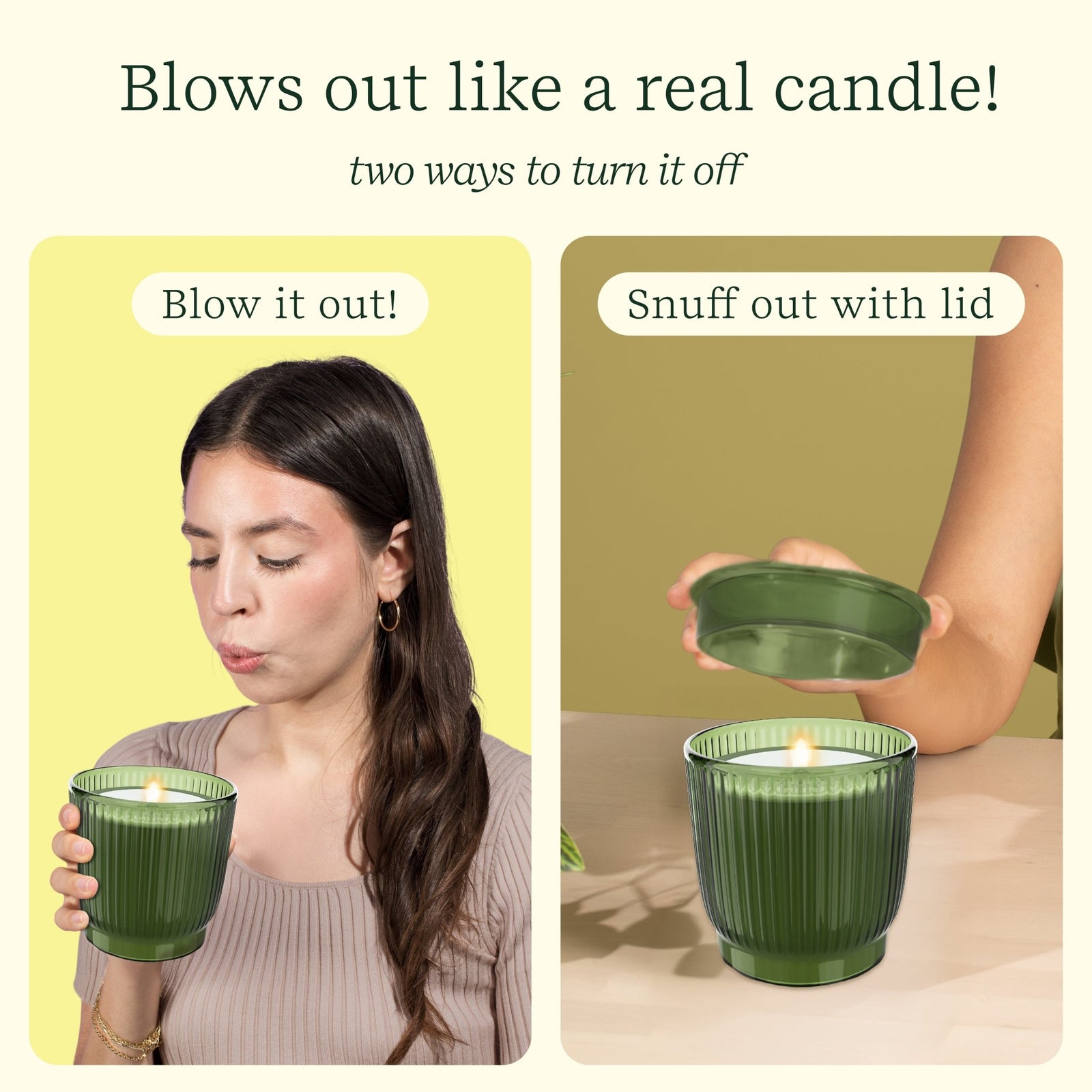 Flameless Candle Diffuser - Olive Ribbed - Lifelines