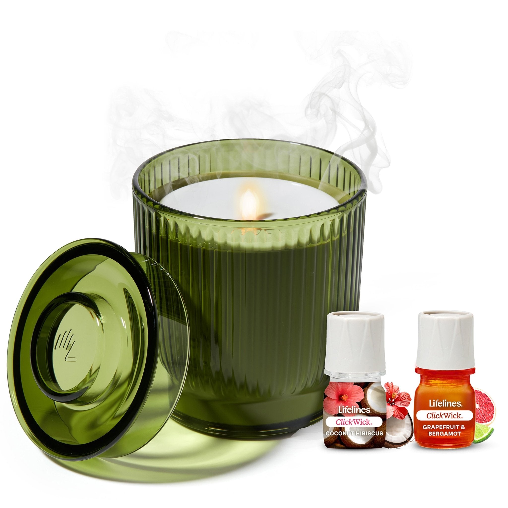 Flameless Candle Diffuser - Olive Ribbed - Lifelines