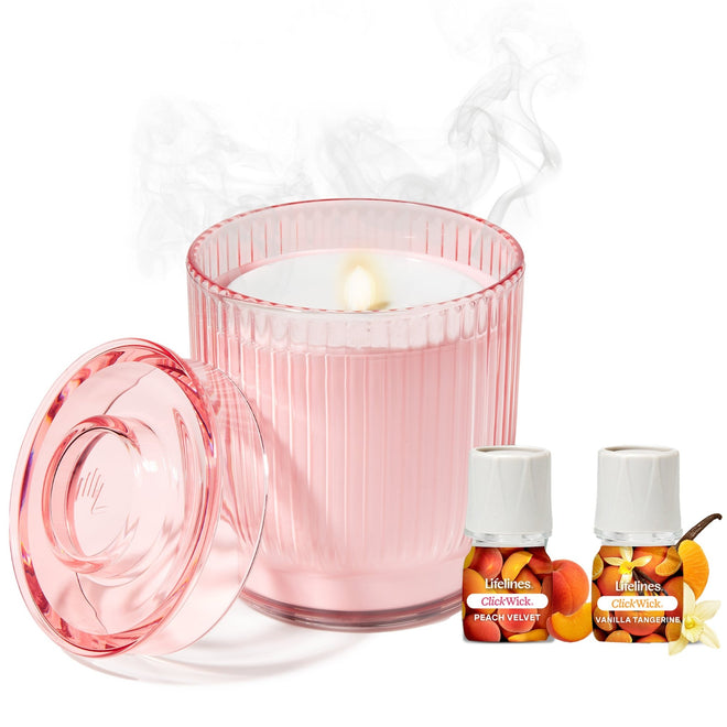 Flameless Candle Diffuser - Ribbed Pink - Lifelines