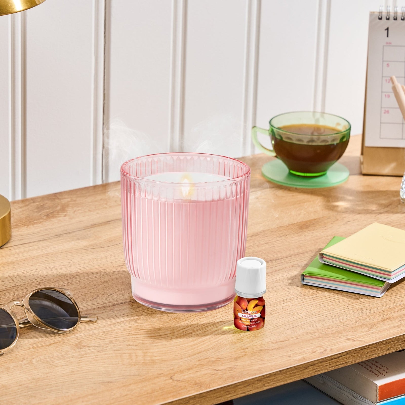 Flameless Candle Diffuser - Ribbed Pink - Lifelines
