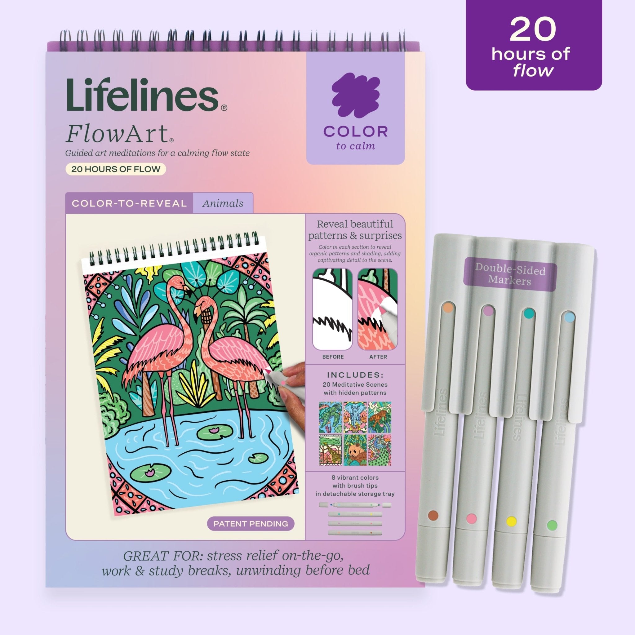 FlowArt® - Color-to-Reveal, Animals - Lifelines