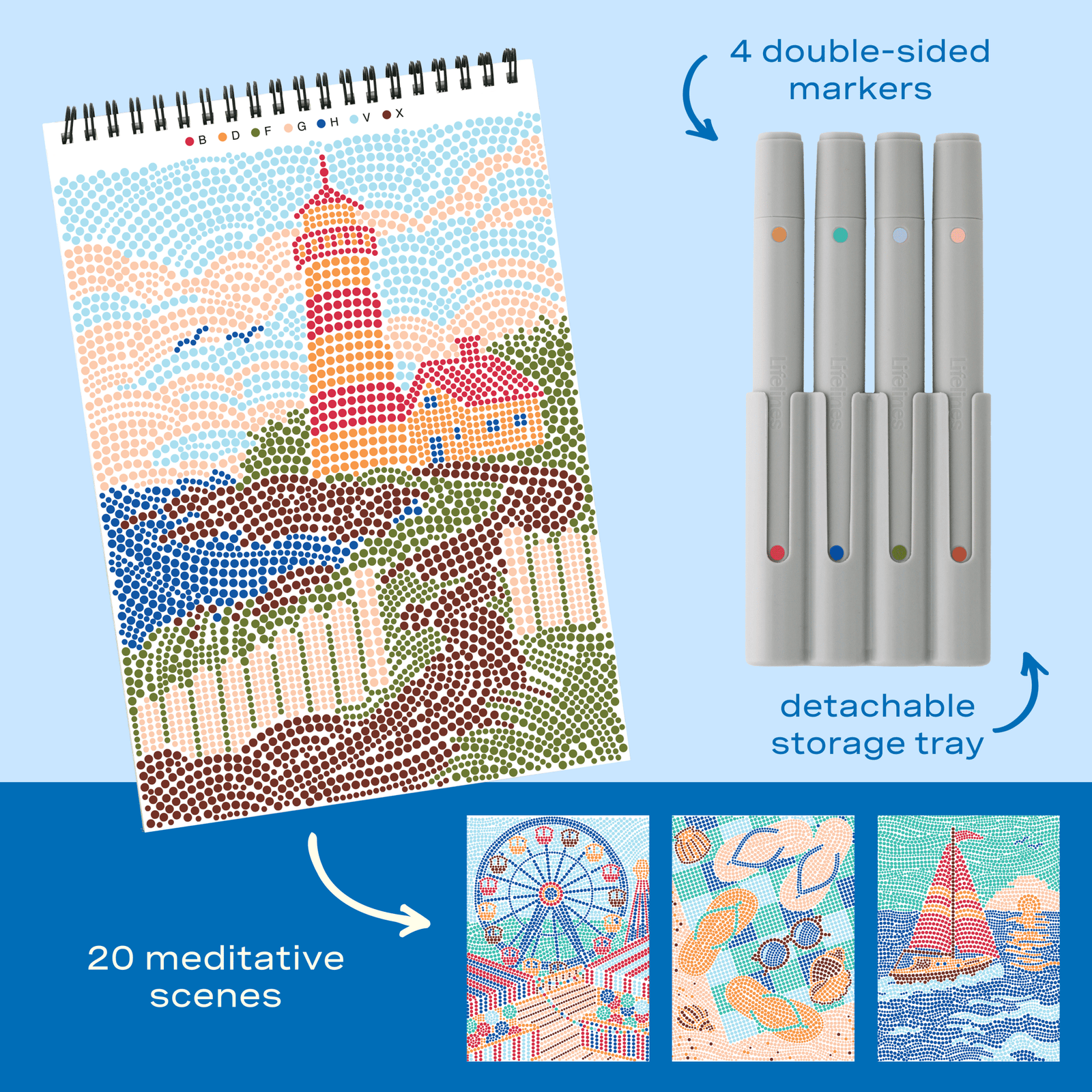 FlowArt® - Dot - By - Letter, Day at the Beach - Lifelines