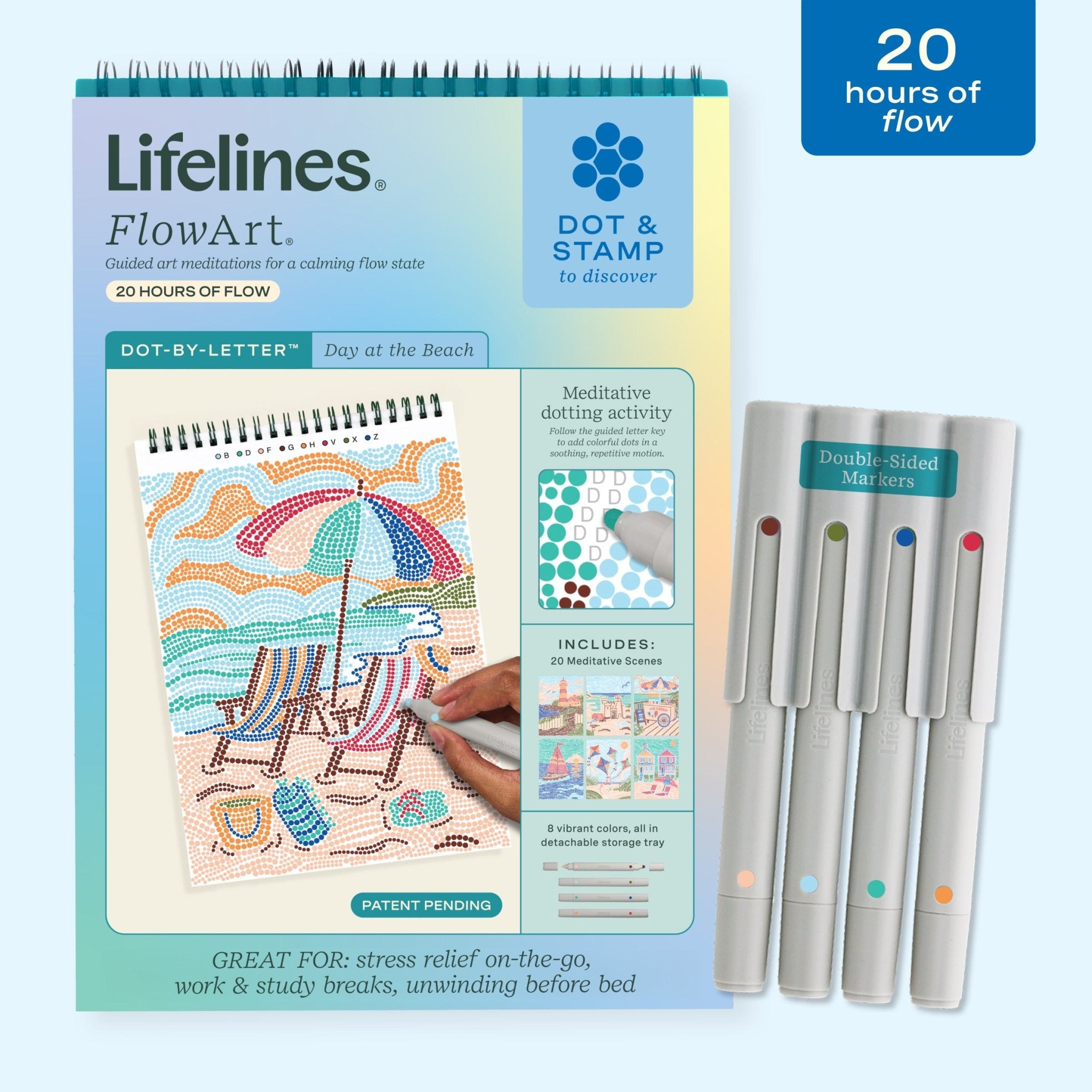 FlowArt® - Dot - By - Letter, Day at the Beach - Lifelines