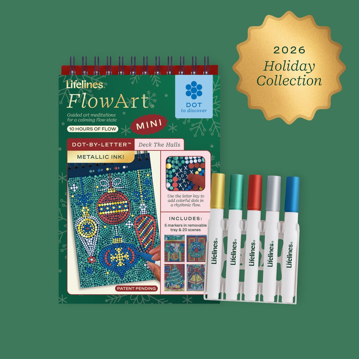 FlowArt® Mini - Dot-by-Letter Deck the Halls - Metallic Ink - Lifelines