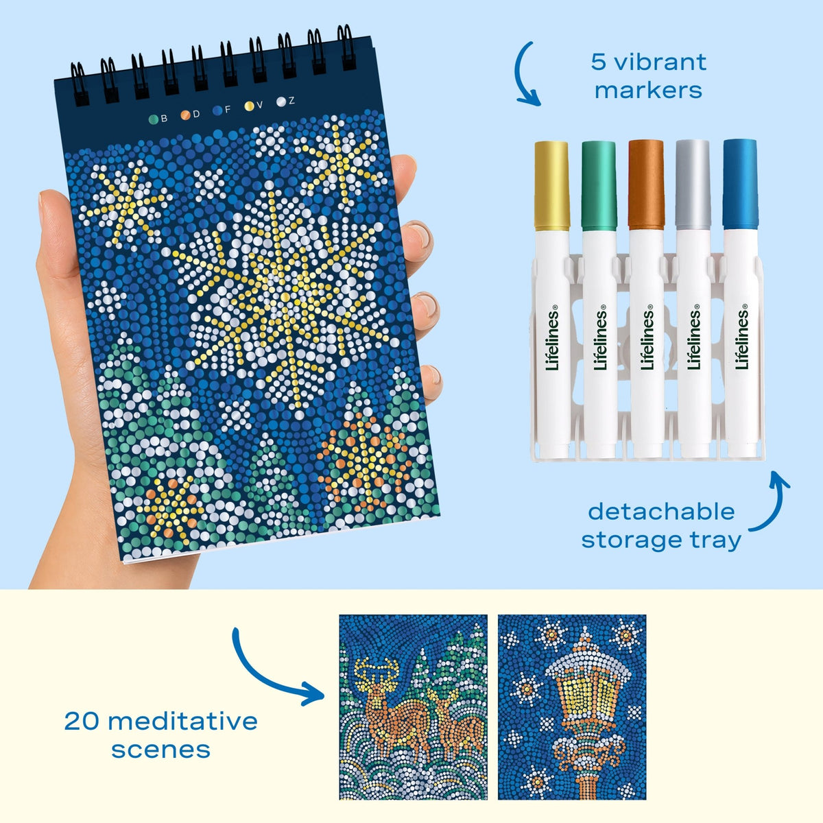 FlowArt® Mini - Dot-by-Letter Snowflake Serenity - Metallic Ink - Lifelines