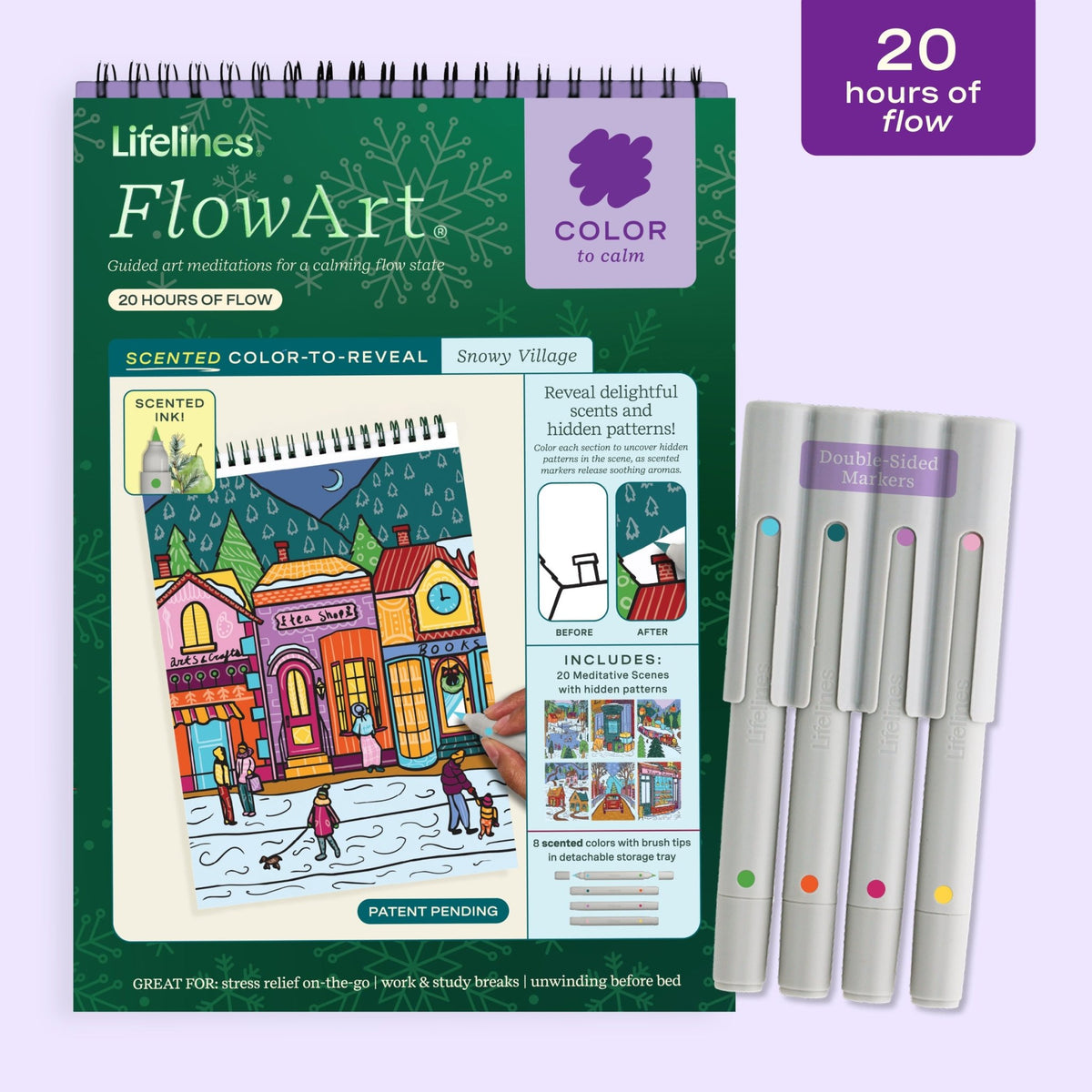FlowArt® - Scented Color-to-Reveal, Snowy Village - Lifelines