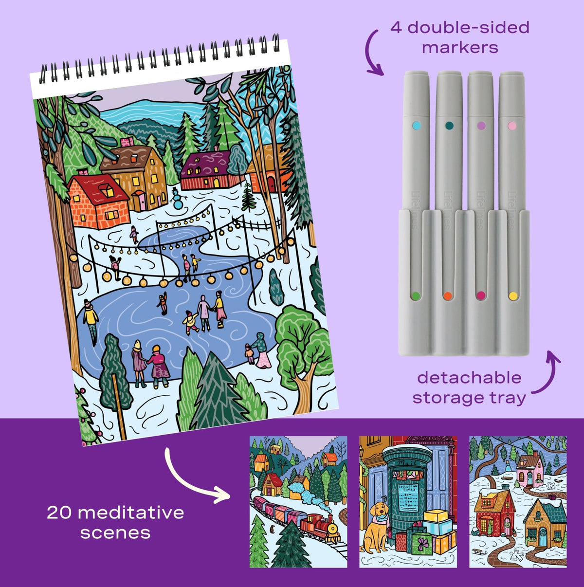 FlowArt® - Scented Color-to-Reveal, Snowy Village - Lifelines